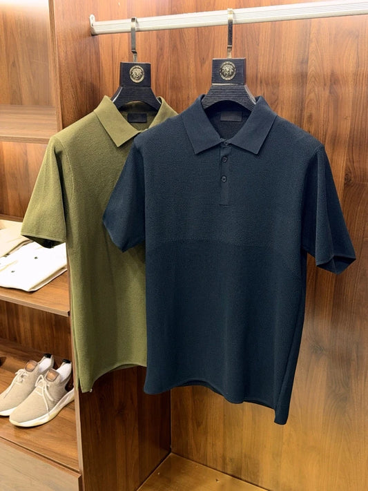 Daily versatile high-end sense, mesh elastic and breathable, business casual lapel polo shirt short-sleeved T-shirt men's summer