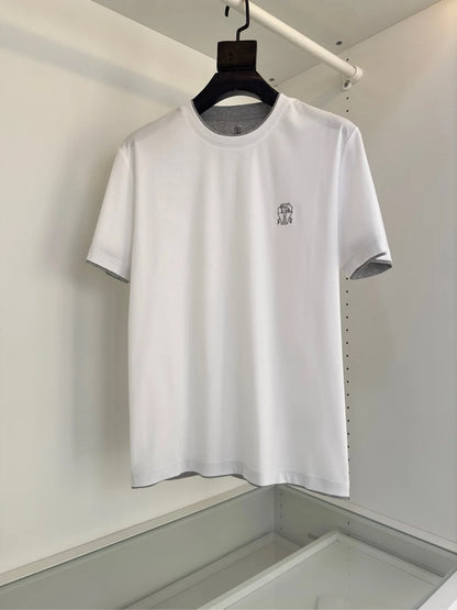 Italy BC men's clothing 25 summer new long-staple cotton breathable fake two fashion casual old money wind short-sleeved T-shirt
