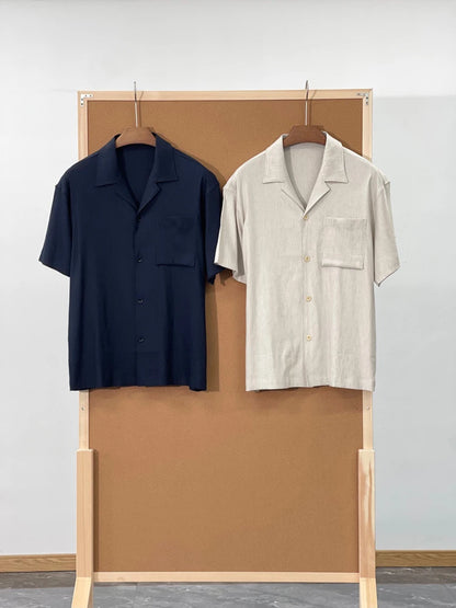[Classic Cuban Collar Design] Linen Blended Old Money Style Gentleman Casual Summer Linen Short Sleeve Shirt