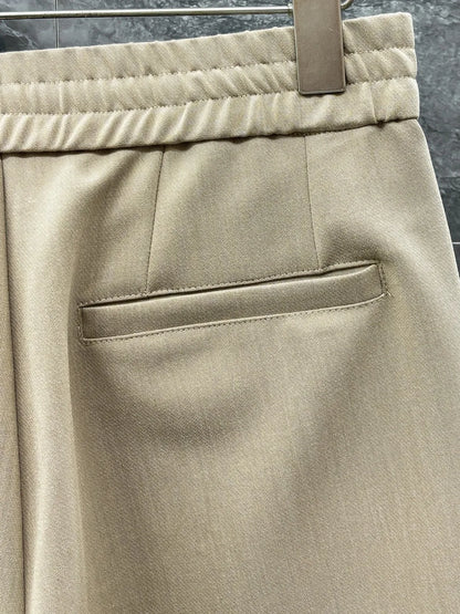 Italian Kiton Simple and Versatile Elastic Waist Straight Leg Linen Casual Shorts
