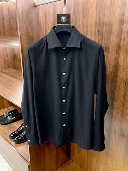 [Warm cashmere cotton] Gentleman's business leisure winter versatile polished slim lapel long-sleeved shirt