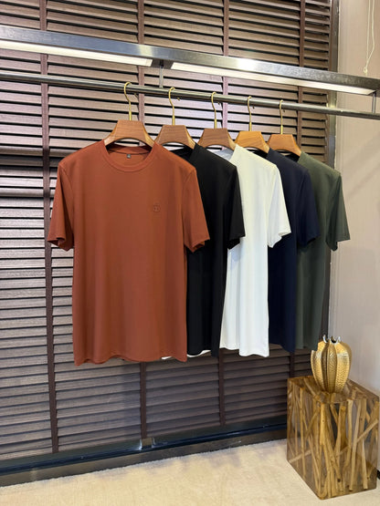 BC Men's Summer New Modal Spandex Breathable Solid Color Fashion Casual Old Money Wind Short Sleeve T-Shirt