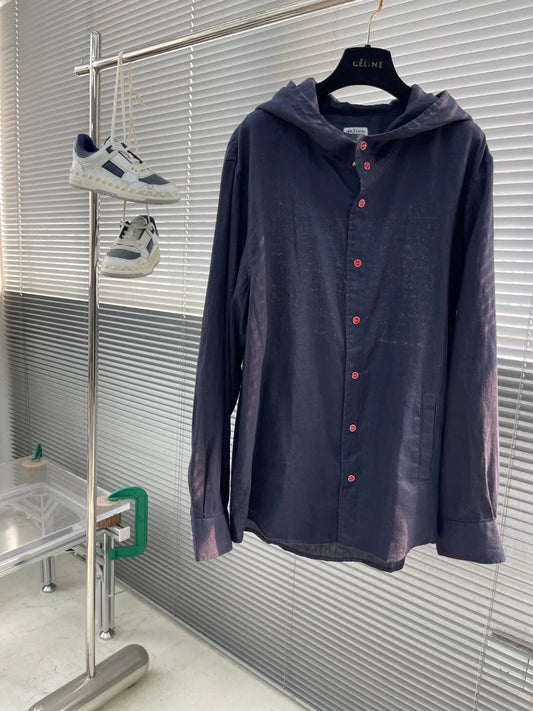 Italian Kiton Old Money Wind Summer High Version Pure Linen Windproof Sunscreen Casual Hooded Shirt Thin Jacket Men and Women
