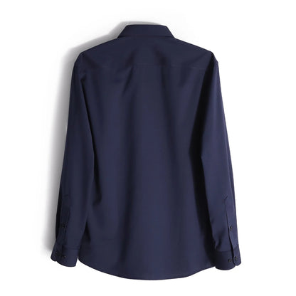 Italian luxury, spring new men's light business drape anti-wrinkle elastic long-sleeved shirt bottoming top