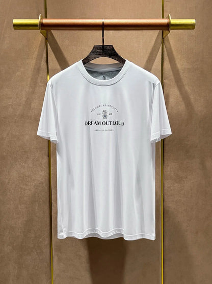Italy BC men's clothing summer new cotton breathable solid color fashion casual old money wind round neck short sleeve T-shirt