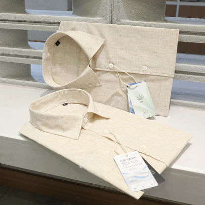 Z Italian luxury summer new light and thin liquid ammonia ice silk linen breathable and easy to take care of short-sleeved shirt