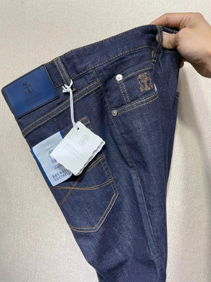 Italy BC men's spring and summer new washed blue micro-elastic breathable fashion casual old money wind small straight jeans