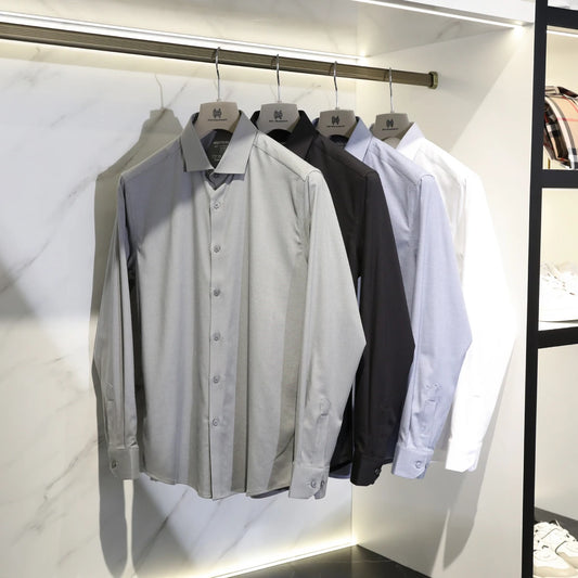 Premium old money style, spring and autumn new modal wool blended long-sleeved shirt business casual shirt