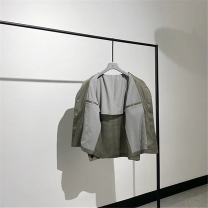 Classic old money style, high-end skin-friendly texture, breathable lapel linen tooling jacket