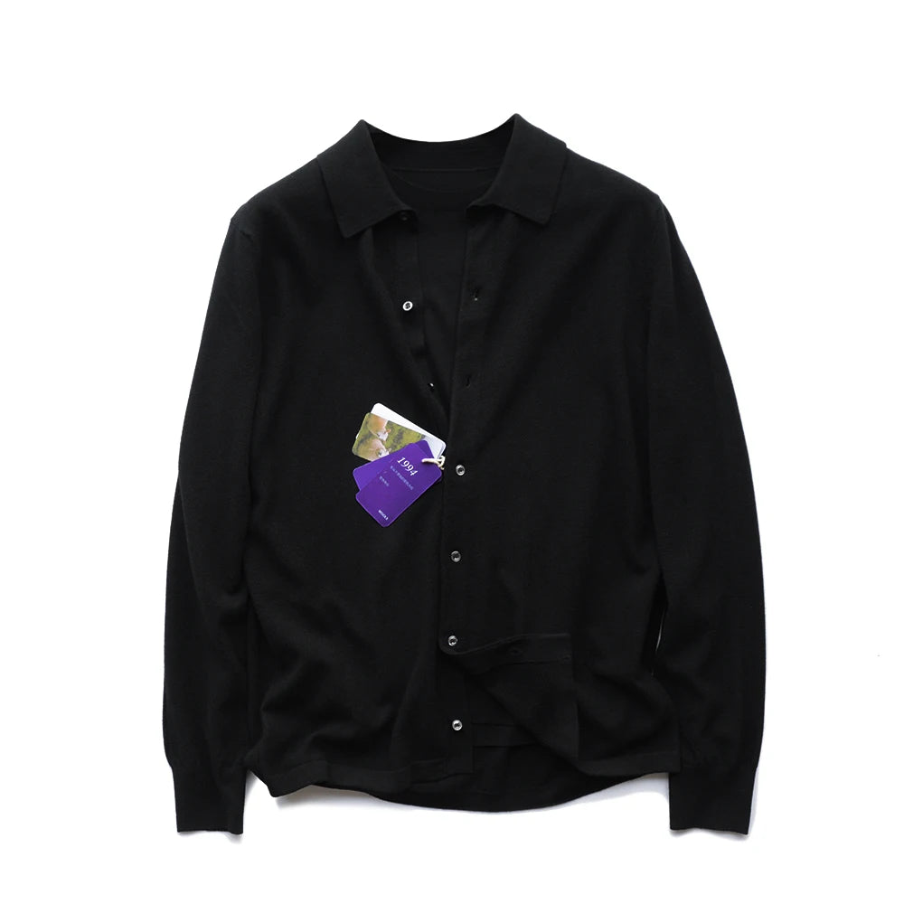 Autumn and winter business high-end mulberry silk long-sleeved shirt men's wool knitted cardigan sweater