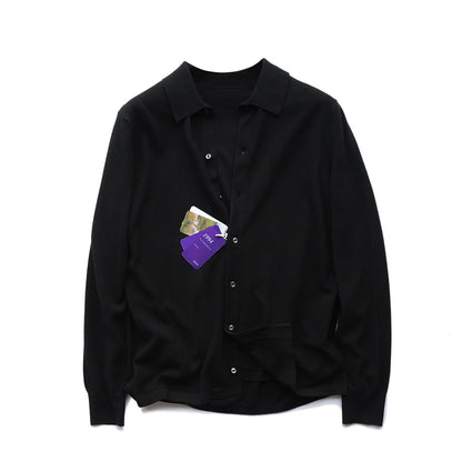 Autumn and winter business high-end mulberry silk long-sleeved shirt men's wool knitted cardigan sweater