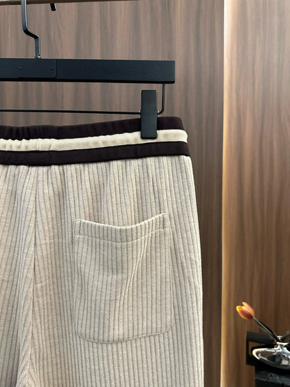 BC old money style men's clothing autumn and winter new wool striped versatile loose straight sweatpants business casual pants