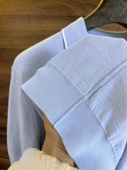 Italian kiton light luxury summer silk blended cotton spinning knitted Haiou collar short-sleeved polo shirt