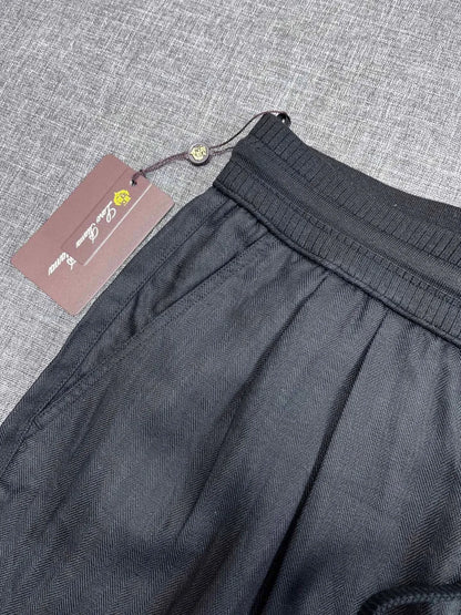 Italian old money style European and American light luxury linen Tencel elastic waist tether straight casual pants