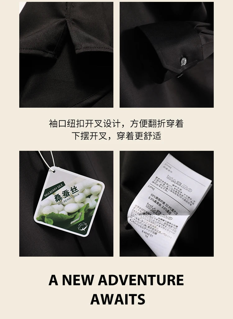 ZZ series 2025 early spring men's light luxury high-end mulberry silk modal blended business casual long-sleeved shirt 9834