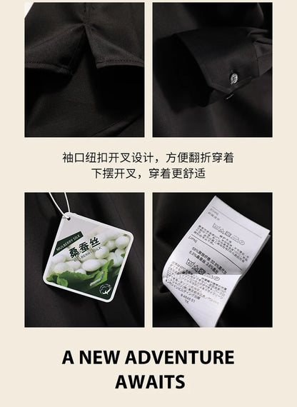 ZZ series 2025 early spring men's light luxury high-end mulberry silk modal blended business casual long-sleeved shirt 9834