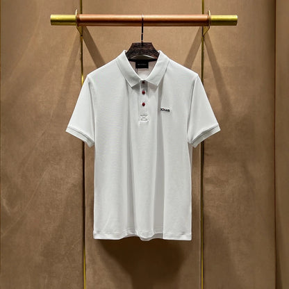 Summer kiton Chiton embroidered men's lapel short-sleeved solid color simple fashion versatile casual POLO shirt