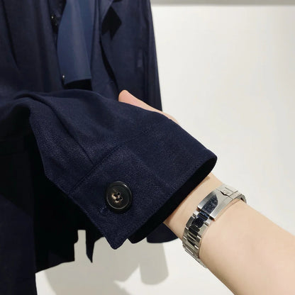Classic old money style, high-end skin-friendly texture, breathable lapel linen tooling jacket