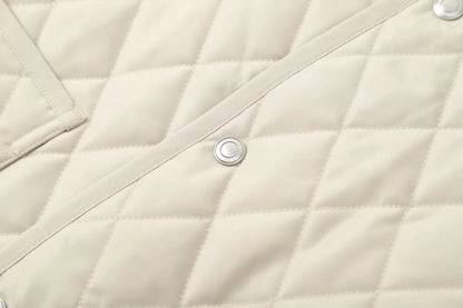 Classic LP Premium Textured Cashmere Woolen Lapel Rhombus Quilted Car Line Warm Camel Velvet Cotton Jacket