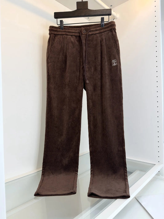 Italy BC spring new corduroy striped solid color versatile fashion old money wind straight casual pants
