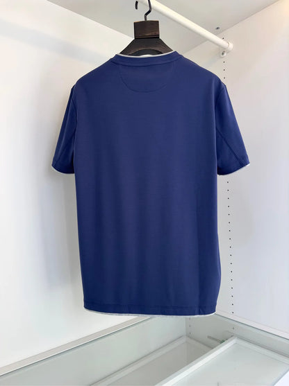 Italy BC men's clothing 25 summer new long-staple cotton breathable fake two fashion casual old money wind short-sleeved T-shirt