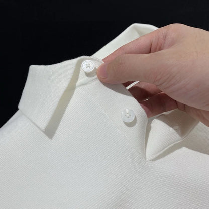 Toning premium spring and summer business, super soft cotton yarn, casual knitted polo shirt, short-sleeved polo shirt