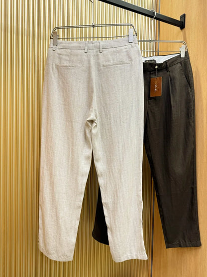 Italian LP light luxury minimalist summer high version straight pants business casual tencel linen pants men