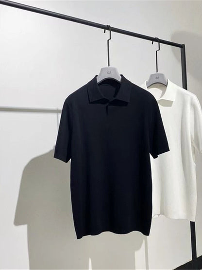 Toning premium spring and summer business, super soft cotton yarn, casual knitted polo shirt, short-sleeved polo shirt