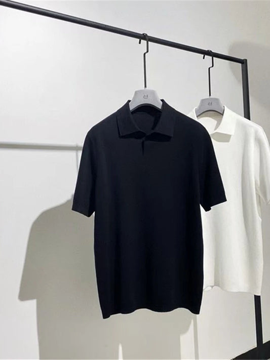 Toning premium spring and summer business, super soft cotton yarn, casual knitted polo shirt, short-sleeved polo shirt