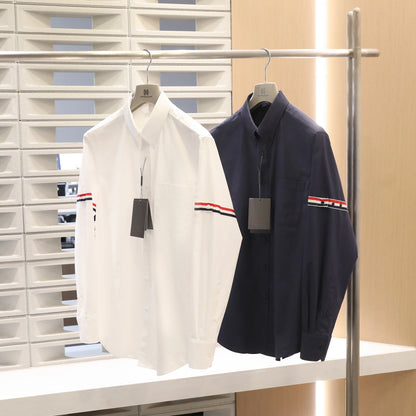 2025 spring new men's light luxury old money style business casual long-sleeved shirt 100% cotton breathable shirt