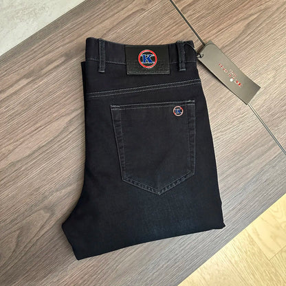 2025 summer new kiton chiton men's slim-fitting small feet solid color simple fashion casual jeans