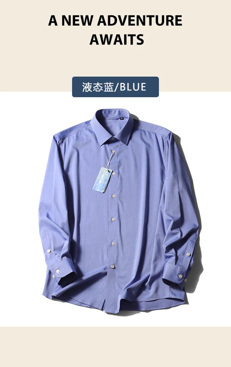 ZZ spring new men's business casual liquid ammonia cotton long-sleeved shirt formal professional shirt