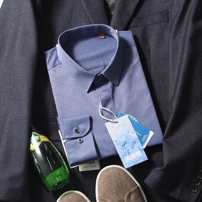 Italian luxury spring new men's business casual long-staple cotton shirt thousand bird plaid dark pattern shirt