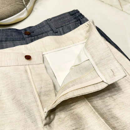 Italian LP light luxury men's clothing 25 summer linen mixed Tencel semi-elastic waist business casual pants