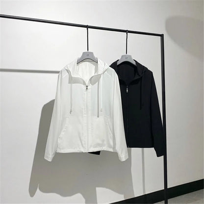 Simple and elegant premium light and breathable ultra-thin wool lyocell hooded sunscreen jacket jacket