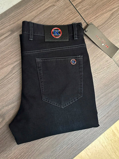 2025 summer new kiton chiton men's slim-fitting small feet solid color simple fashion casual jeans