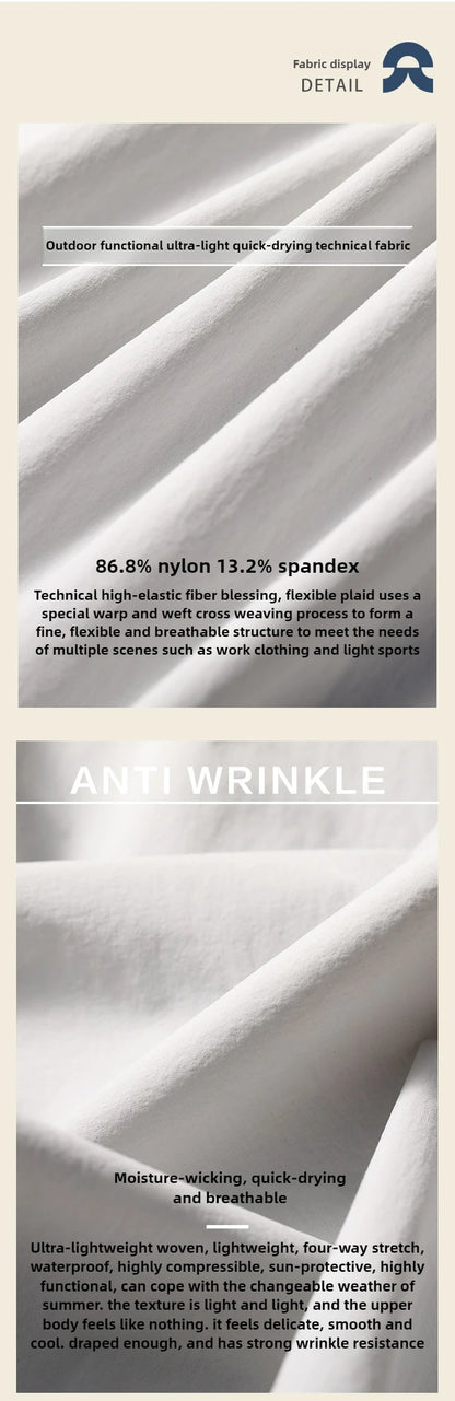 2025 summer new men's business and leisure outdoor quick-drying breathable high-elastic shirt light and thin long-sleeved shirt