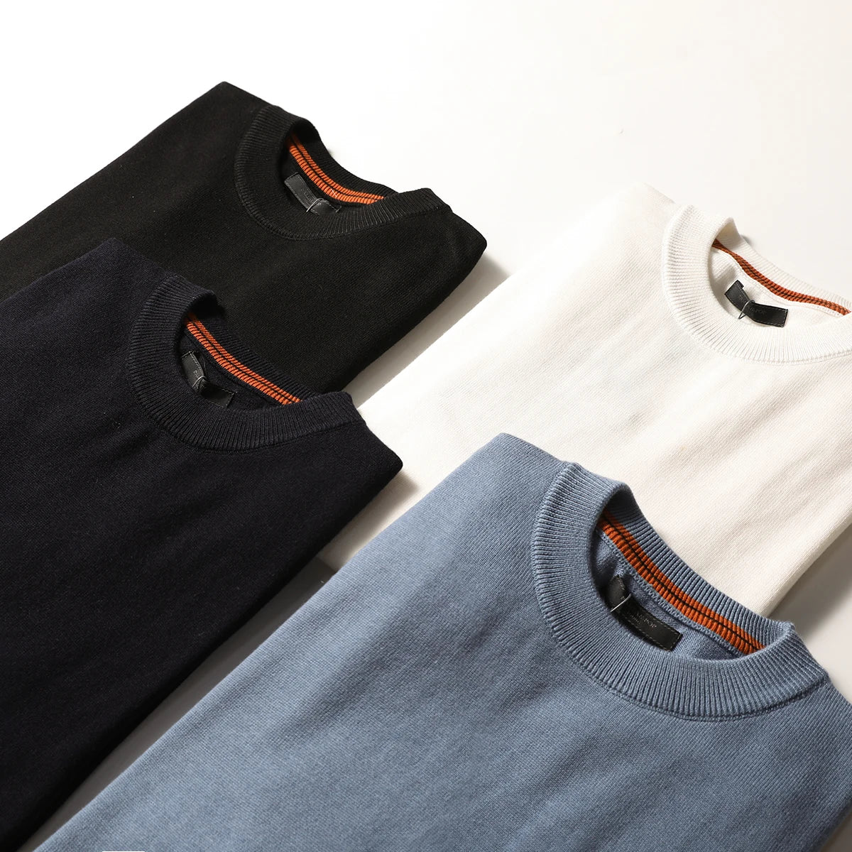 ZZ series classic Italian light luxury, spring and autumn wool blended men's crew neck knitted sweater anti-pilling sweater