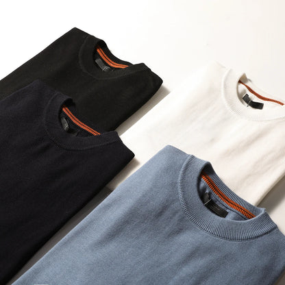 ZZ series classic Italian light luxury, spring and autumn wool blended men's crew neck knitted sweater anti-pilling sweater