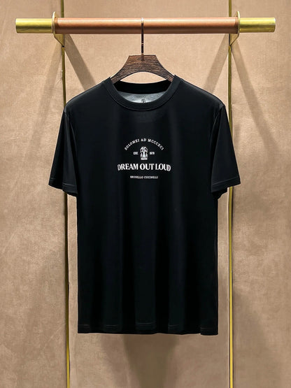 Italy BC men's clothing summer new cotton breathable solid color fashion casual old money wind round neck short sleeve T-shirt