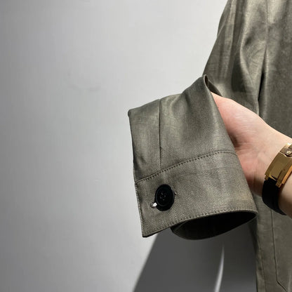Classic old money style, high-end skin-friendly texture, breathable lapel linen tooling jacket