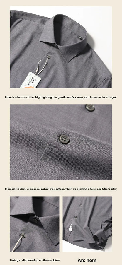 ZZ Italian Luxury, Spring and Autumn Business Casual Long Sleeve Shirt Men's Easy Care Bottom Shirt