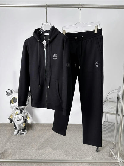 Italian BC old money style autumn and winter woven striped wrinkle resistant fabric simple sports and leisure set