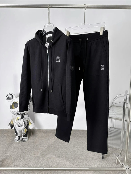 Italian BC old money style autumn and winter woven striped wrinkle resistant fabric simple sports and leisure set