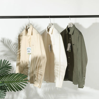 LP Italian luxury 2025 spring and summer new men's high-end old money style 100% linen cool long-sleeved shirt