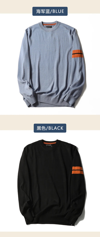 ZZ series classic Italian light luxury, spring and autumn wool blended men's crew neck knitted sweater anti-pilling sweater