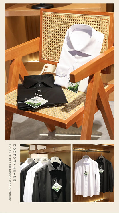 ZZ series 2025 early spring men's light luxury high-end mulberry silk modal blended business casual long-sleeved shirt 9834