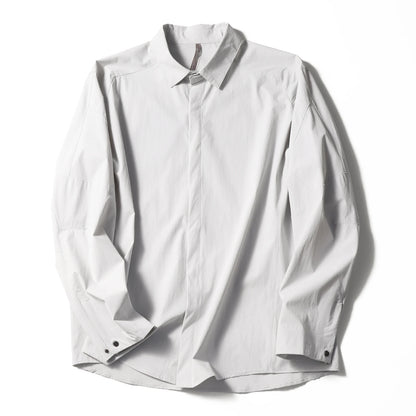 2025 summer new men's business and leisure outdoor quick-drying breathable high-elastic shirt light and thin long-sleeved shirt