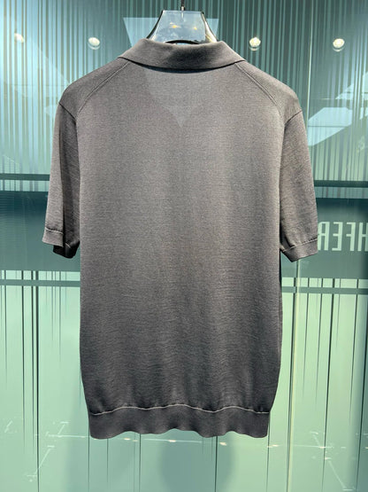 Old Money Style Summer New Mulberry Silk Blended Fabric Sweat Absorbing and Breathable Business Casual Short Sleeve Polo Shirt