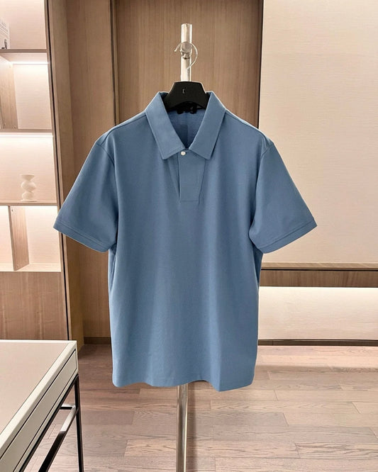 Italian European and American luxury old money style men's clothing summer business simple casual lapel short-sleeved polo shirt